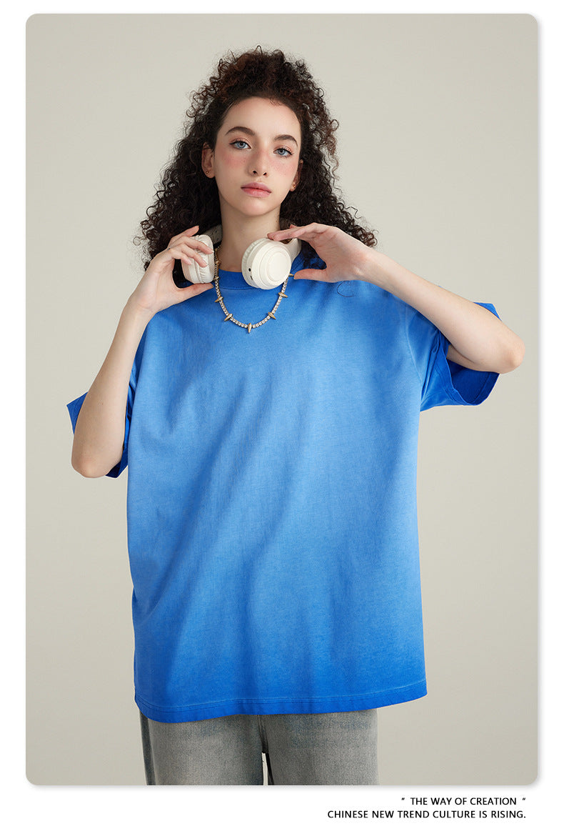 Washed Gradient Pure Cotton Sleeveless T-Shirt WN6075