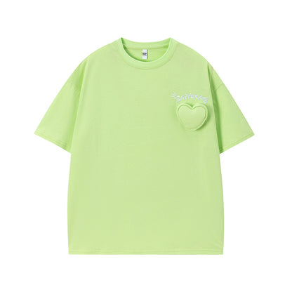 3D Heart Letter Embroidery Short Sleeve T-Shirt WN26923