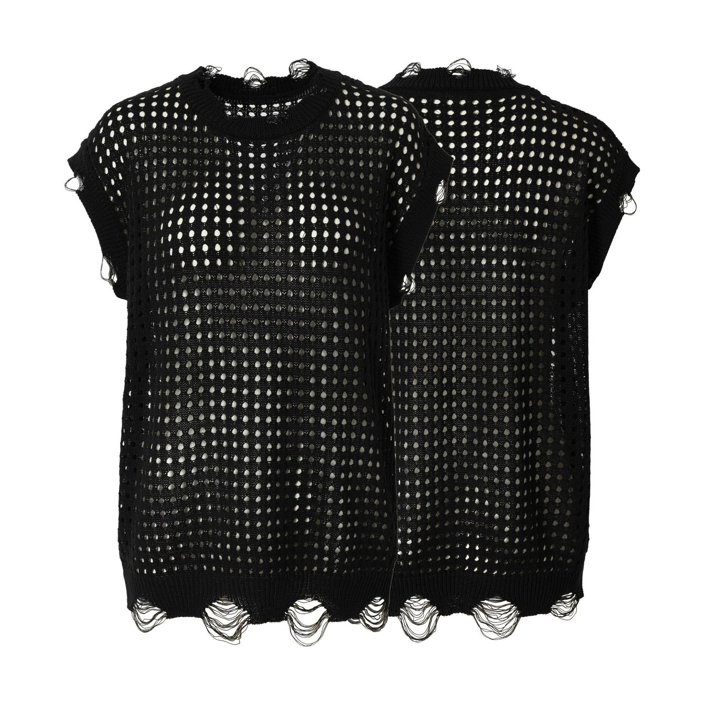 Mesh Damage Design Knit Vest WN25757