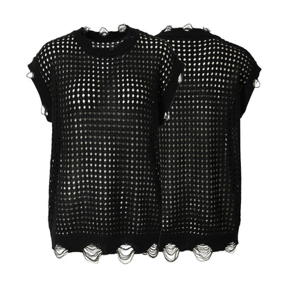 Mesh Damage Design Knit Vest WN25757