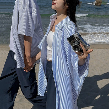 Striped Oversize Short Sleeve Shirt WN20254