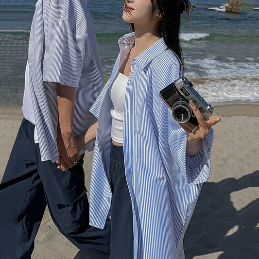 Striped Oversize Short Sleeve Shirt WN20254