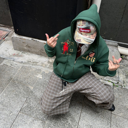 Embroidery Fleece Oversize Zipper Hoodie WN24392