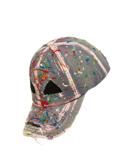 Paint Graffiti Patchwork Denim Washed Cap WN21122