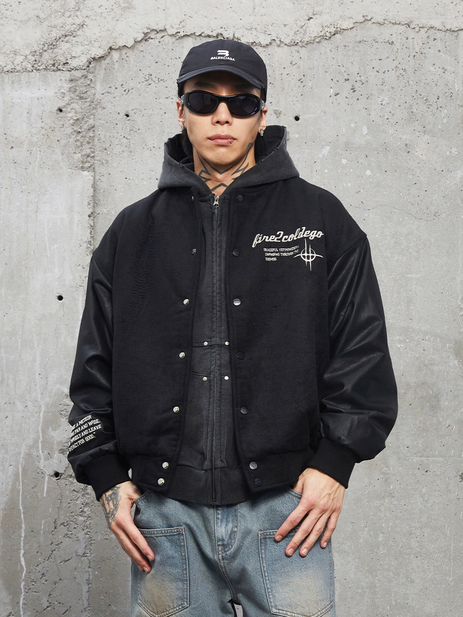 Heavyweight Wool-Blend Embroidery Baseball Jacket WN12181