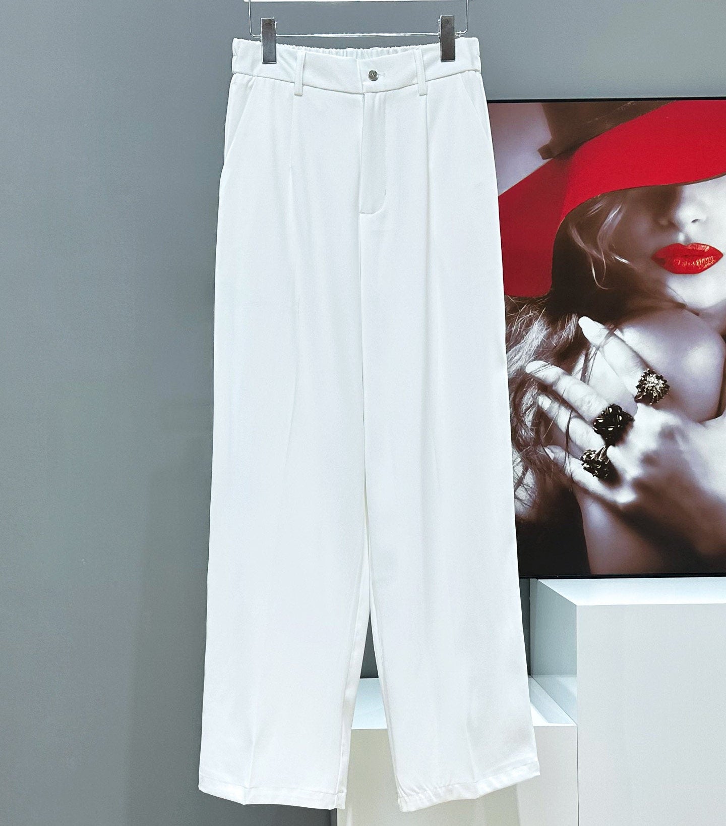 3D Rose Embroidery Tailored Jacket & Wide Leg Trousers Setup WN23875