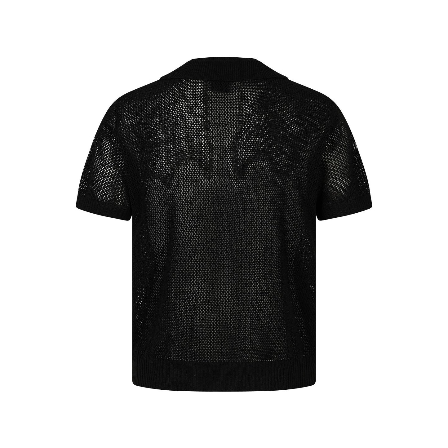 Openwork Short Sleeve Knit Polo Shirt WN25815