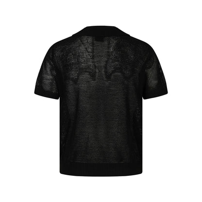 Openwork Short Sleeve Knit Polo Shirt WN25815