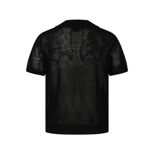 Openwork Short Sleeve Knit Polo Shirt WN25815