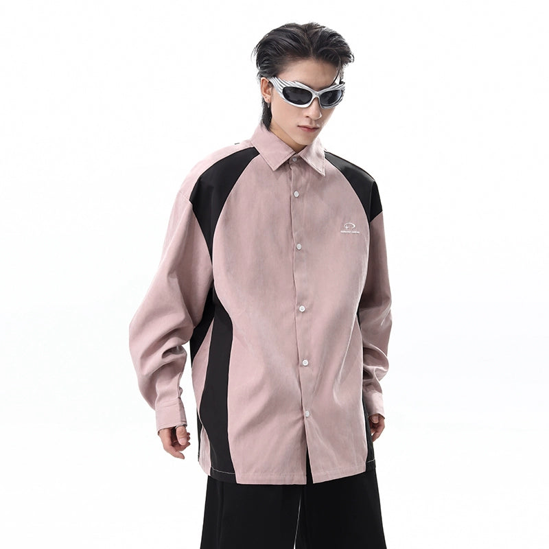 Colorblock Oversize Long Sleeve Shirt WN10279