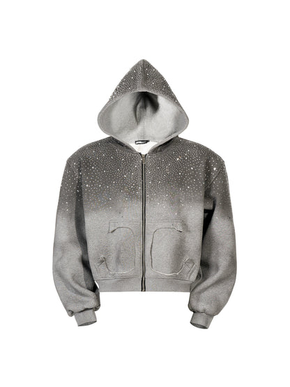 Rhinestone Fake Fur Lining Hoodie & Sweat Pants Setup WN22149