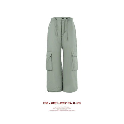 White Duck Down Filling Wide Leg Cargo Pants WN9820