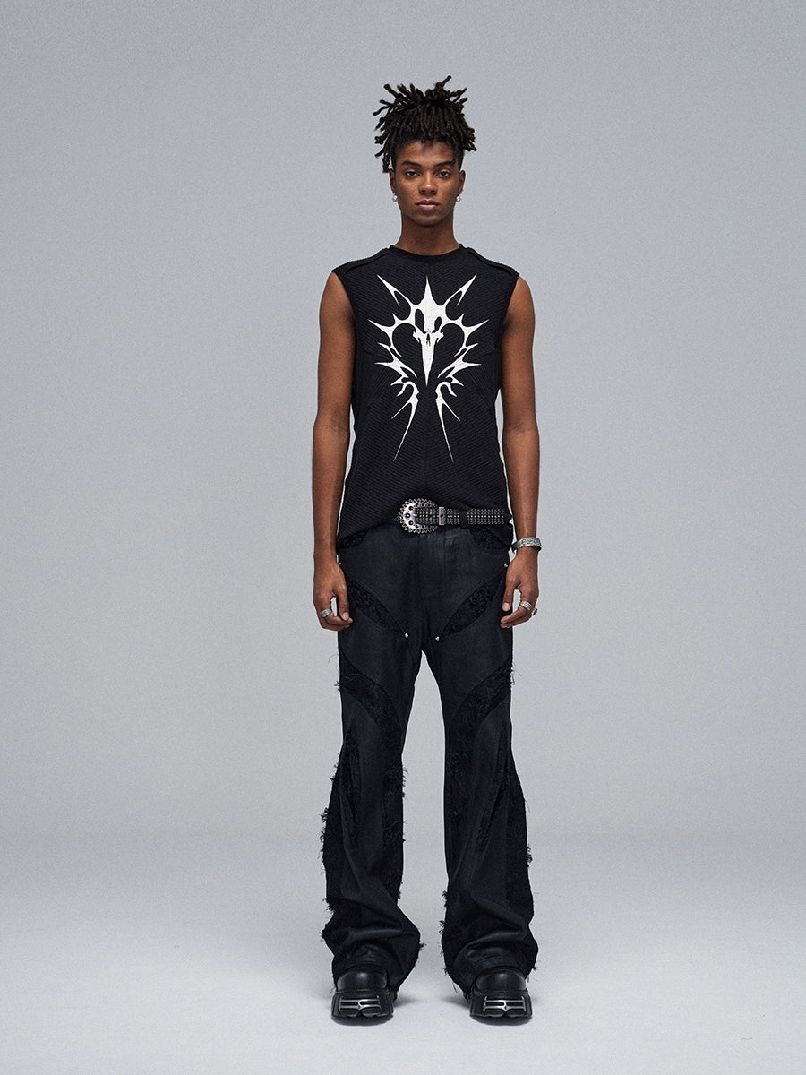 Stretch Ribbed Graphic Print Tank Top WN17030