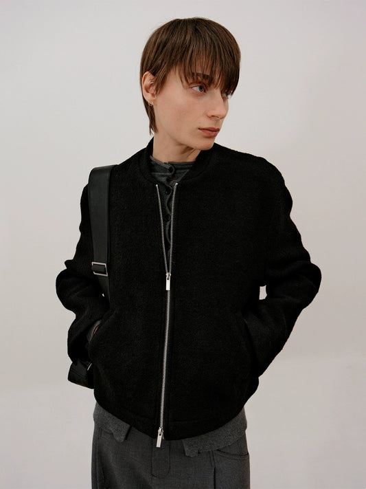 Wool Collarless Zipper Jacket WN21499