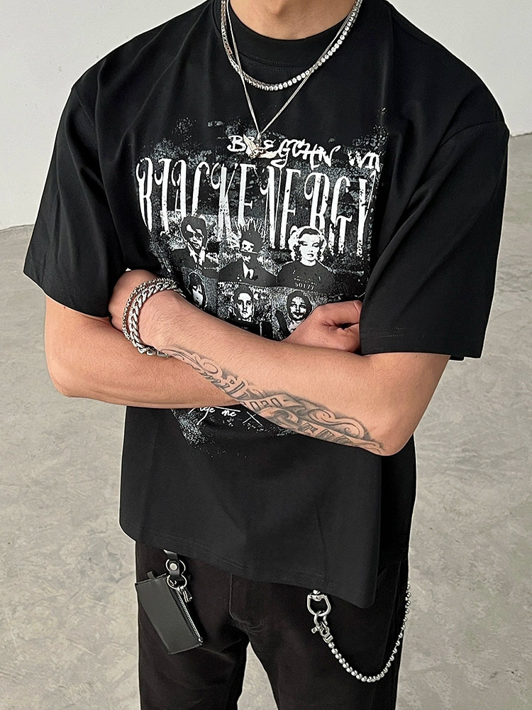 Portrait Print Oversize Short Sleeve T-Shirt WN19565