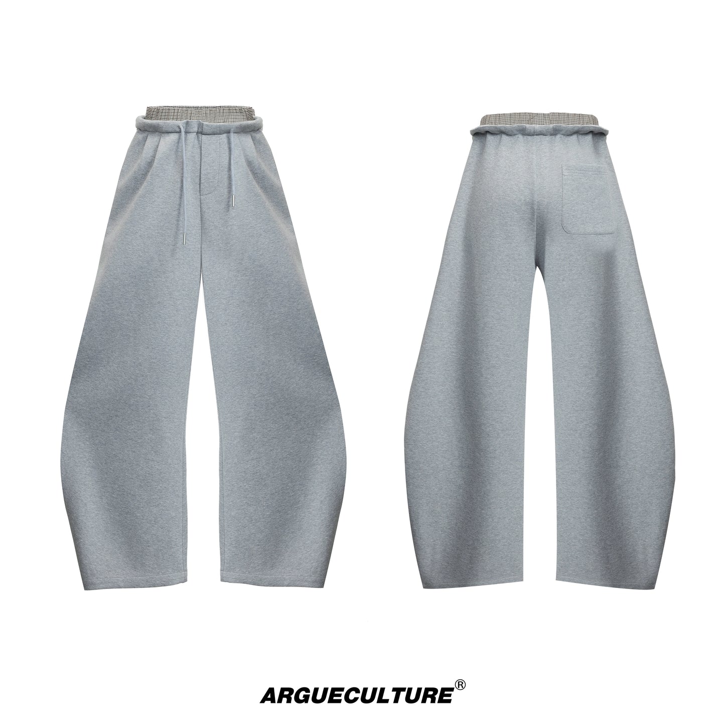 Houndstooth V-Neck Short Sleeve T-Shirt & Double Waistband Curved Hem Pants Setup WN18366