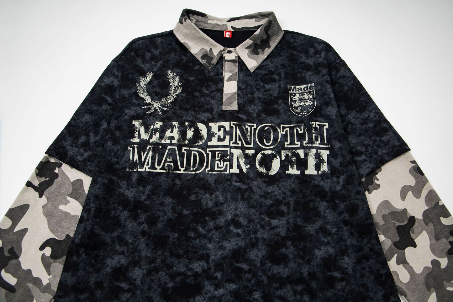 Polo Collar Fake Layered Tie-Dye Print Long Sleeve T-Shirt WN25703