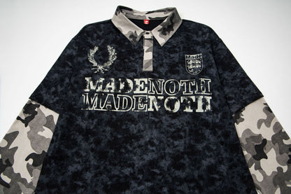 Polo Collar Fake Layered Tie-Dye Print Long Sleeve T-Shirt WN25703