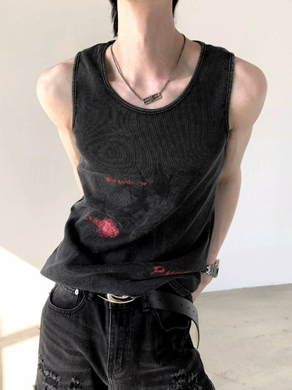 Washed Subculture Design Sleeveless T-Shirt WN20331