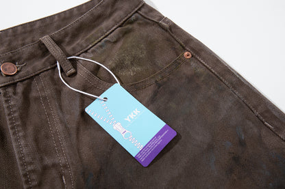 Paint Graffiti Washed Wide Leg Denim Jeans WN23046