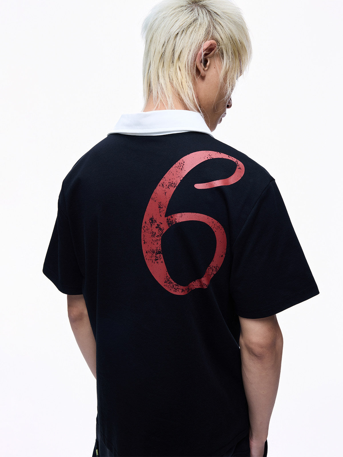 Cotton Embroidery Contrast Panel Polo Short Sleeve T-Shirt WN27327