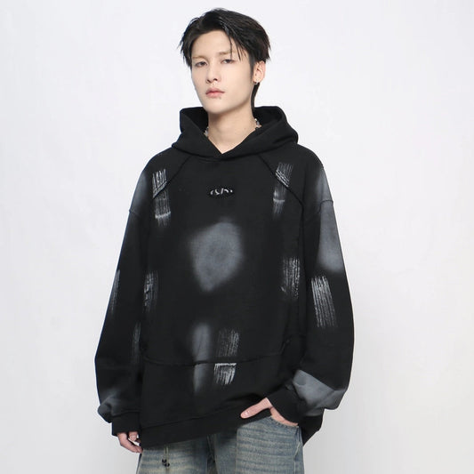 Spray Paint Damage Design Oversize Hoodie WN21039