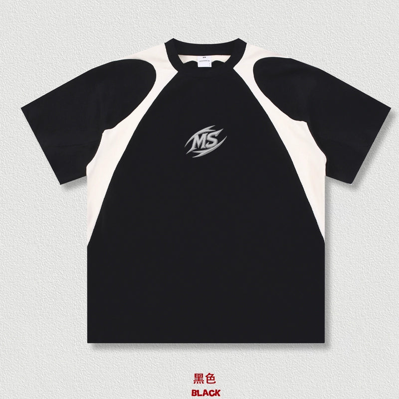 Color Block Patchwork Short Sleeve T-Shirt WN18678