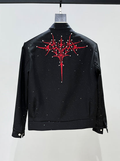 Color Block Embroidery Beaded Short Jacket WN23881