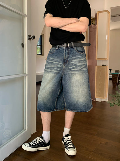 Washed Wide Leg Denim Half Jeans WN24903