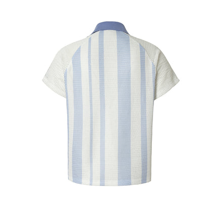 Stripe Number Print Short Sleeve Shirt WN25416