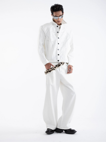 Pearl Detail Glitter Short Jacket & Pants Setup WN20658