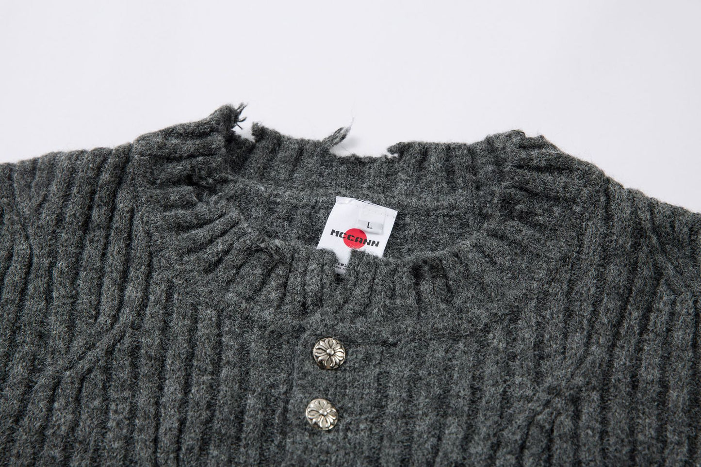 Frayed Hem Oversize Knit Sweater WN25934