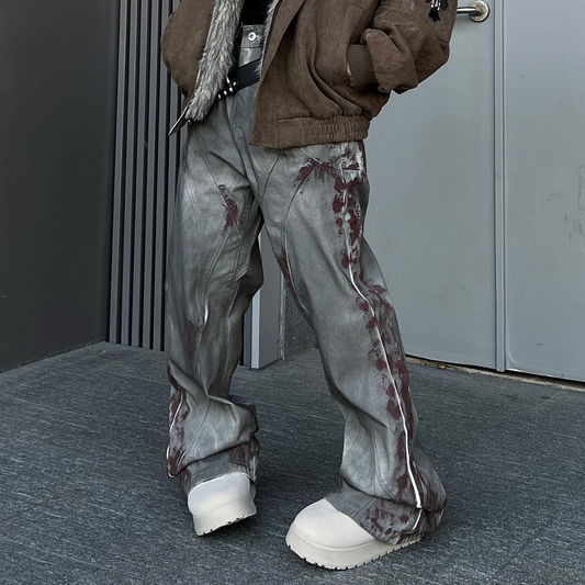 Washed Deconstructed Patchwork Flare Denim Jeans WN24209