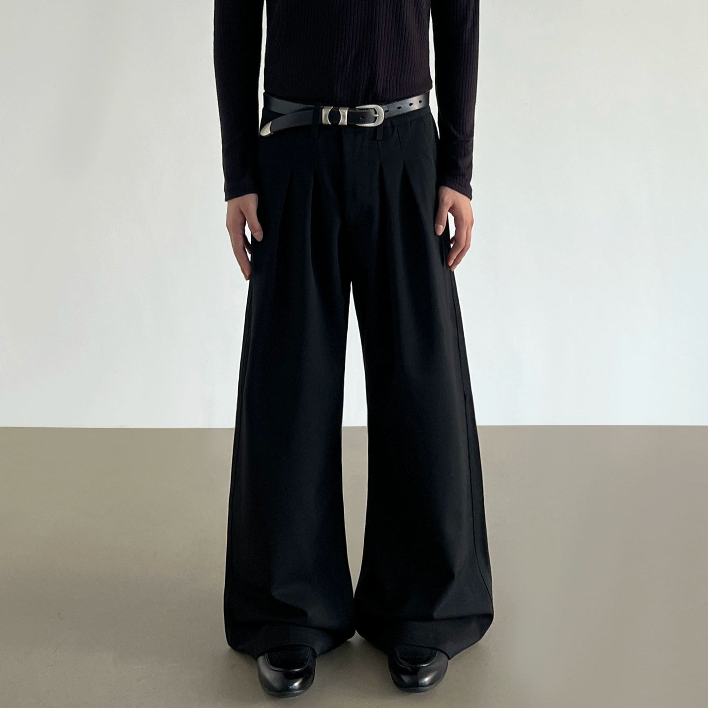 Pleats Plain Wide Leg Trousers WN21197