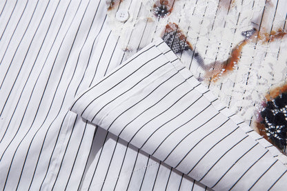Stripe Burn Print Short Sleeve Shirt WN26793