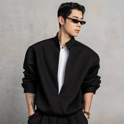 Fake Layered Stand Neck Sweatshirt & Pants Setup WN20870