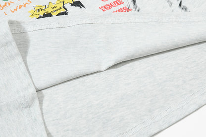 Illustration Letter Print Short Sleeve T-Shirt WN25402