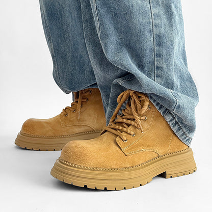 Suede Punching Lace Up Thick Sole Short Boots WN24504