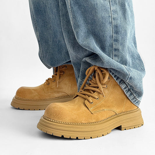 Suede Punching Lace Up Thick Sole Short Boots WN24504