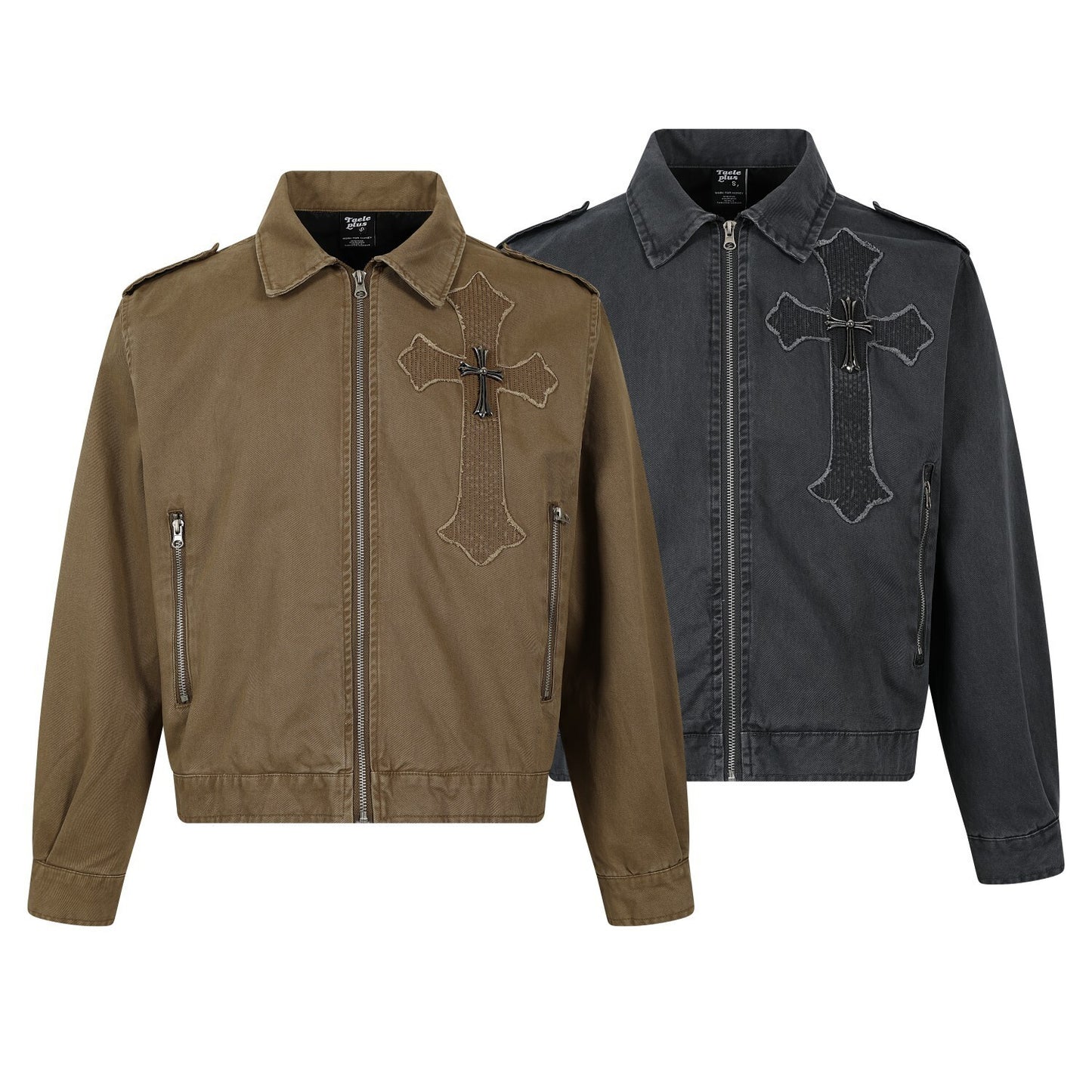 Cross Washed Workwear Zipper Jacket WN23035