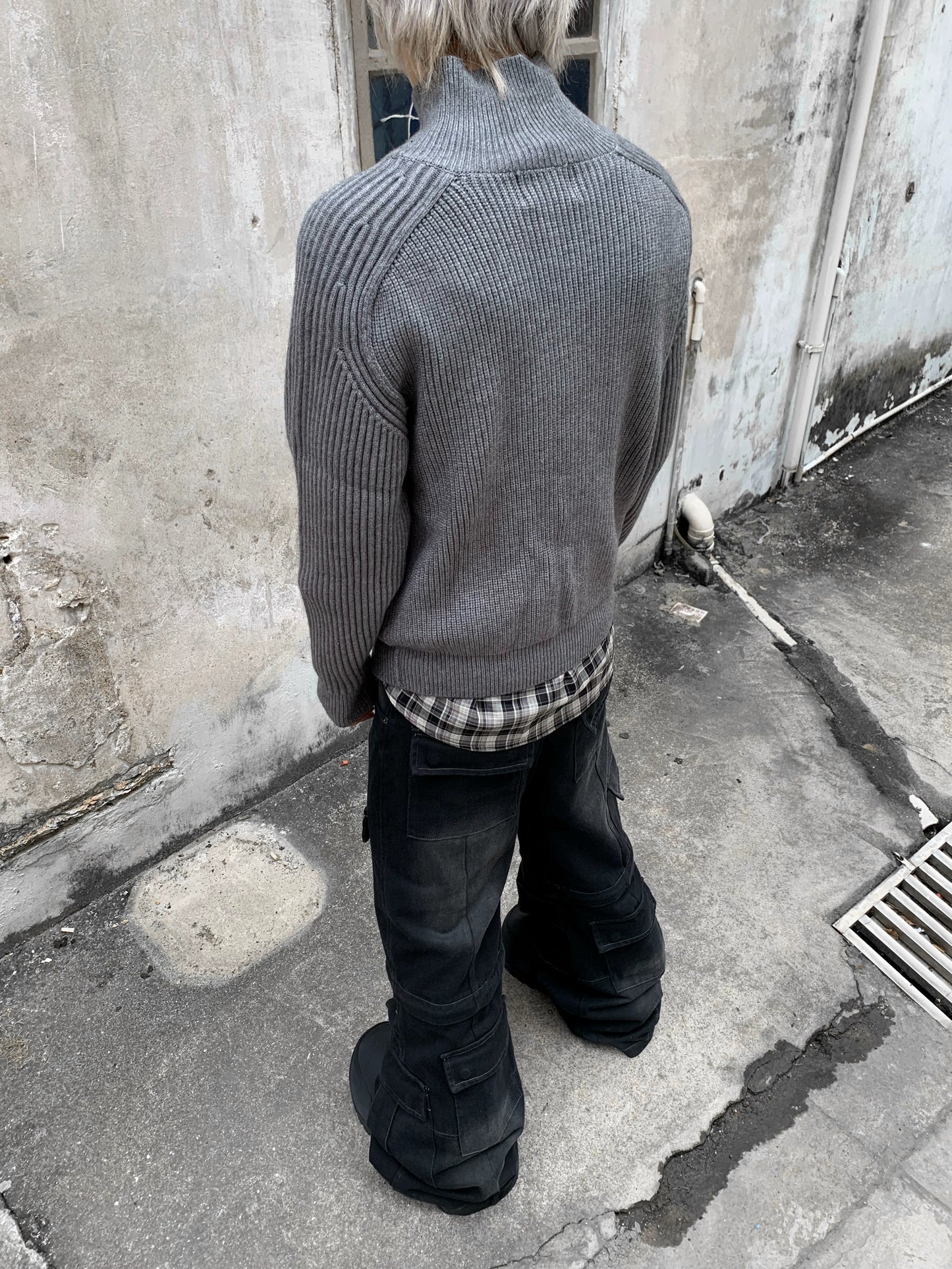 Stand Neck Patch Knit Cardigan WN22180