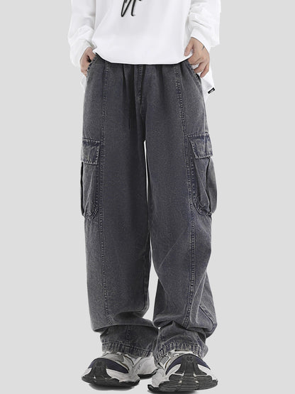 Wide Leg Cargo Denim Pants WN7158