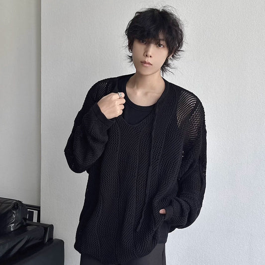Oversize Hollow-Out Pullover Knit Sweater WN19357