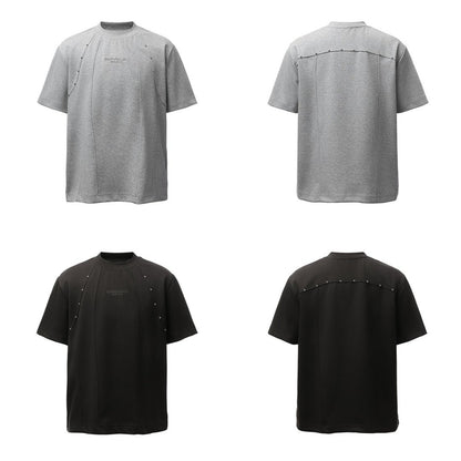 3D Tailoring Stud Letter Embroidery Short Sleeve T-Shirt WN26933
