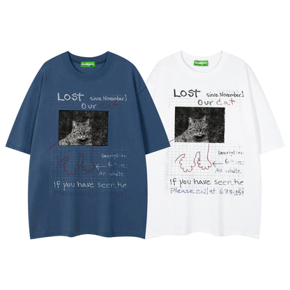 Cat Print Cool Touch Oversize Short Sleeve T-Shirt WN26846