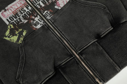 Gothic Oversize Zipper Hoodie WN27799