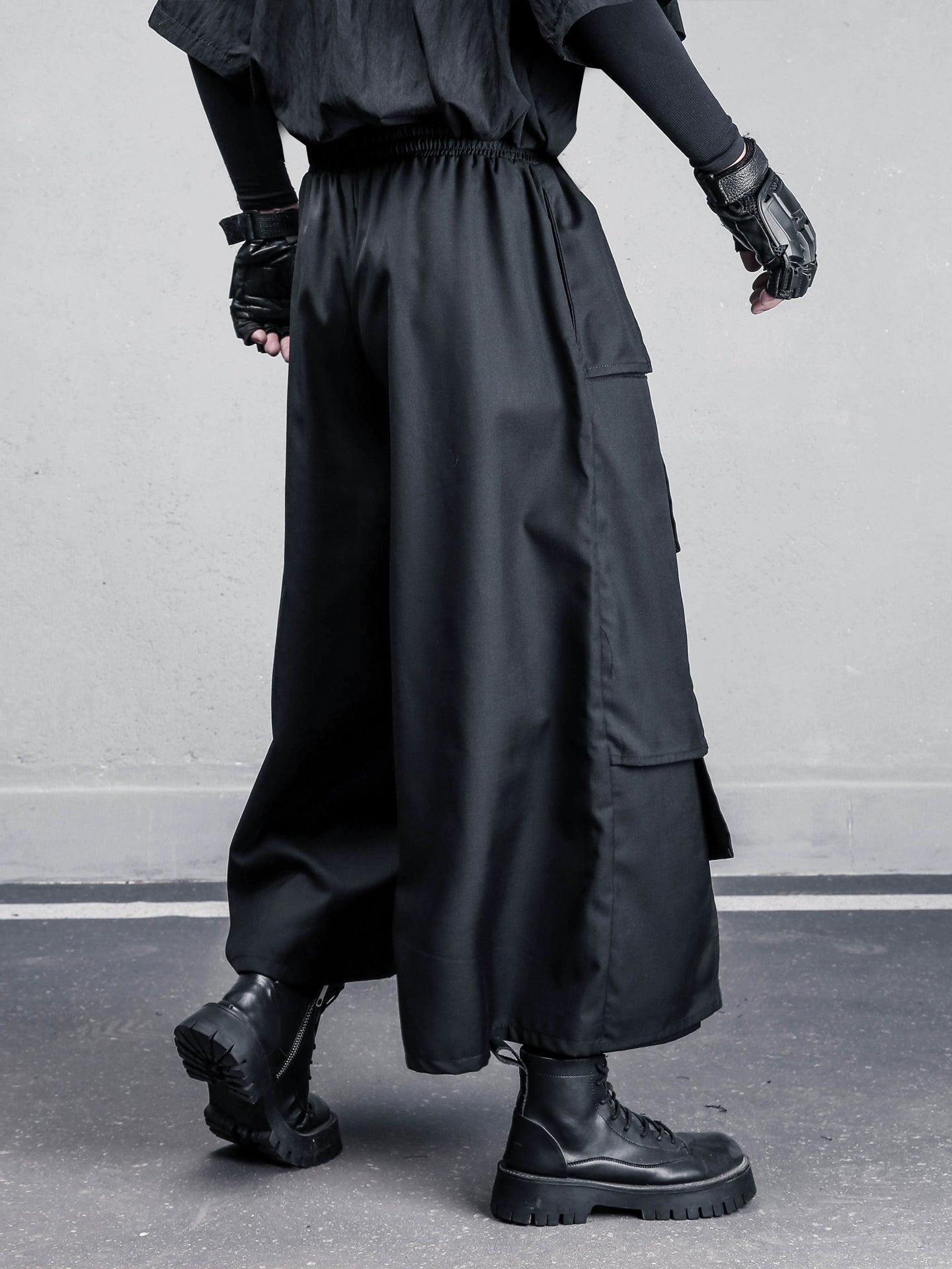 Deconstruct Mix Patchwork Cropped Wide Leg Pants WN22440