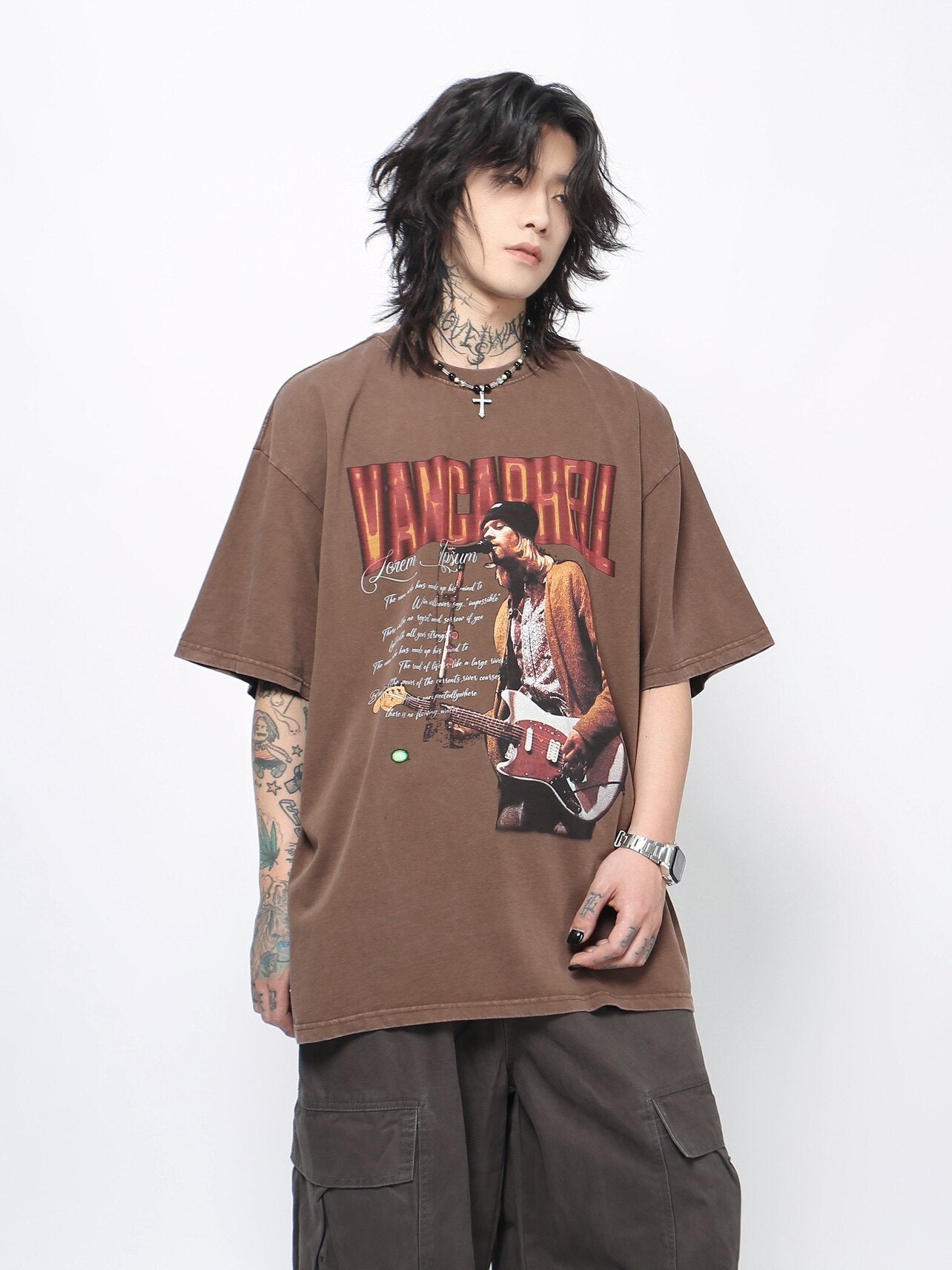 Washed Rock Graphic Distressed Short Sleeve T-Shirt WN24474