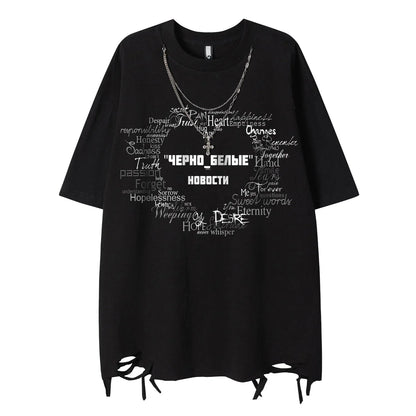 Graphic Print Damage Short Sleeve T-Shirt WN16483
