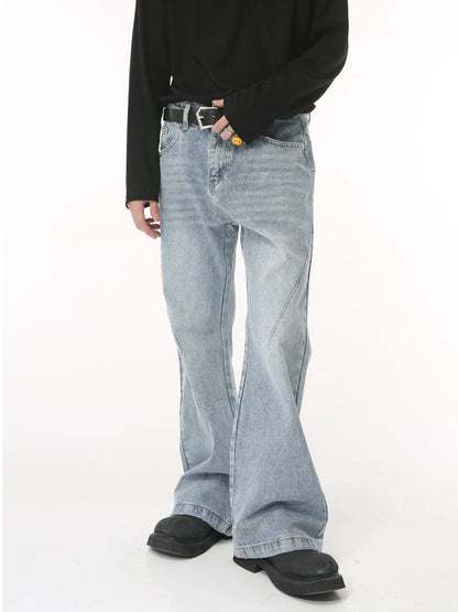 Washed Light Blue Flare Denim Jeans WN9363